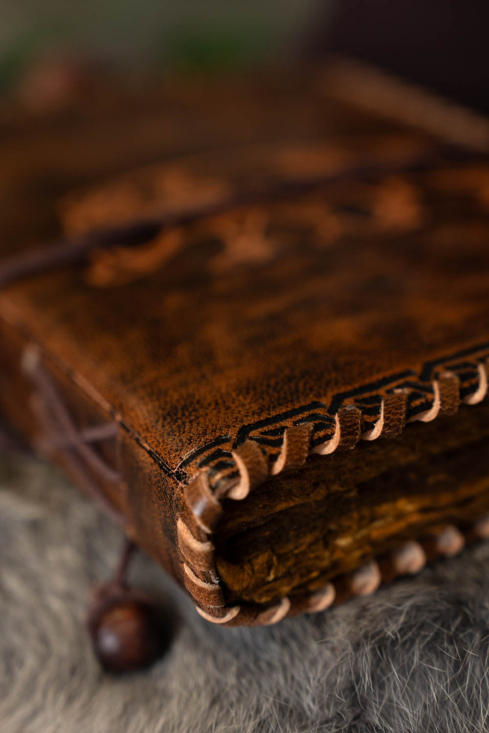 Leather journal Celtic boar
