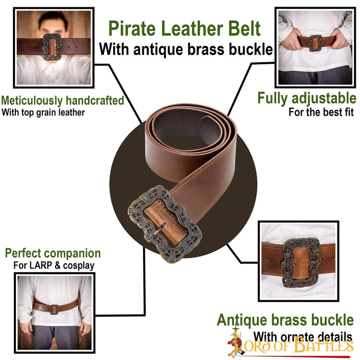 Pirate belt Bastian, 130 cm, brown