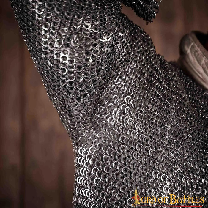 Hauberk with split, flat rings, round rivets 9 mm