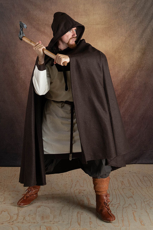 Medieval cloak Karen, wool blend, brown
