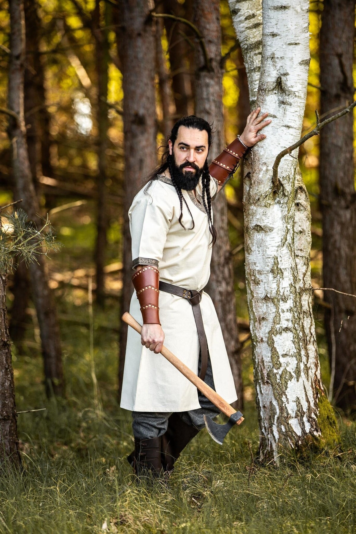 Celtic tunic, short sleeves, cream