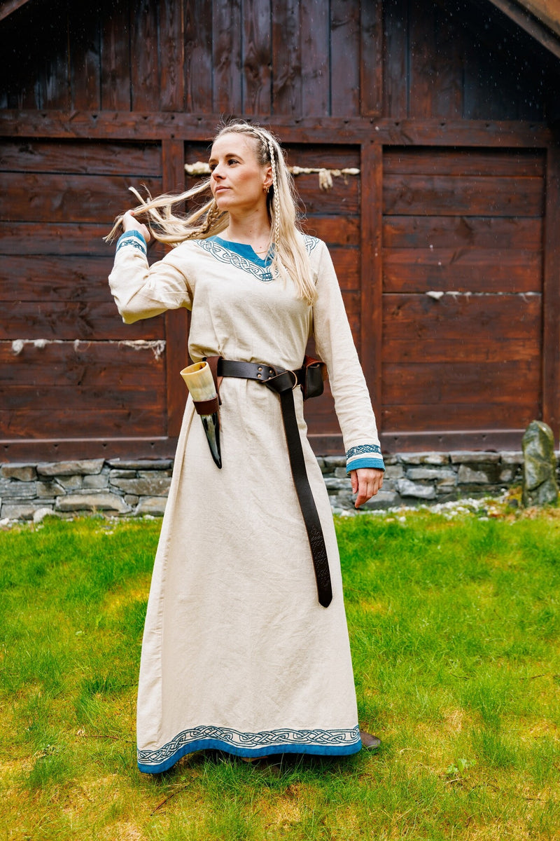 Viking dress Lagertha, natural-blue