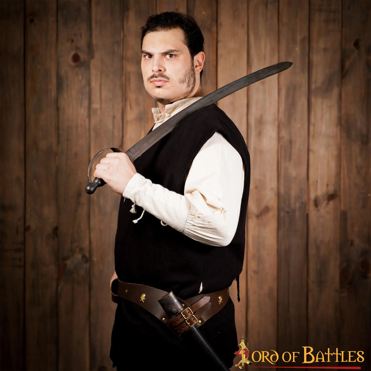 Pirate belt with sword holder, 157 cm, brown