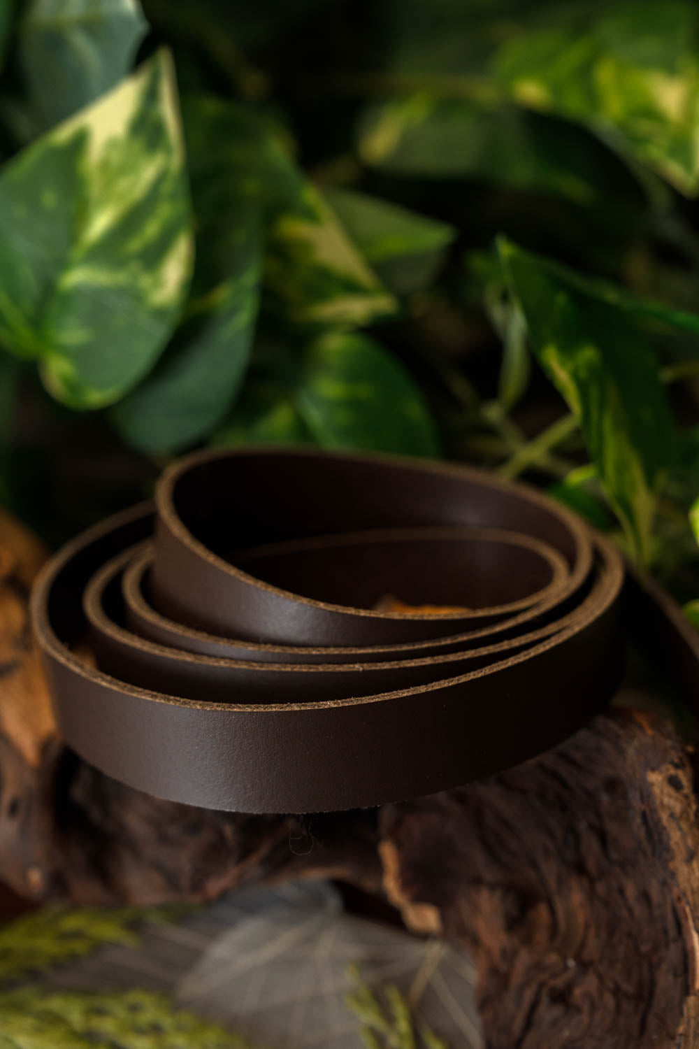 Leather belt 20 mm / 140 cm, brown