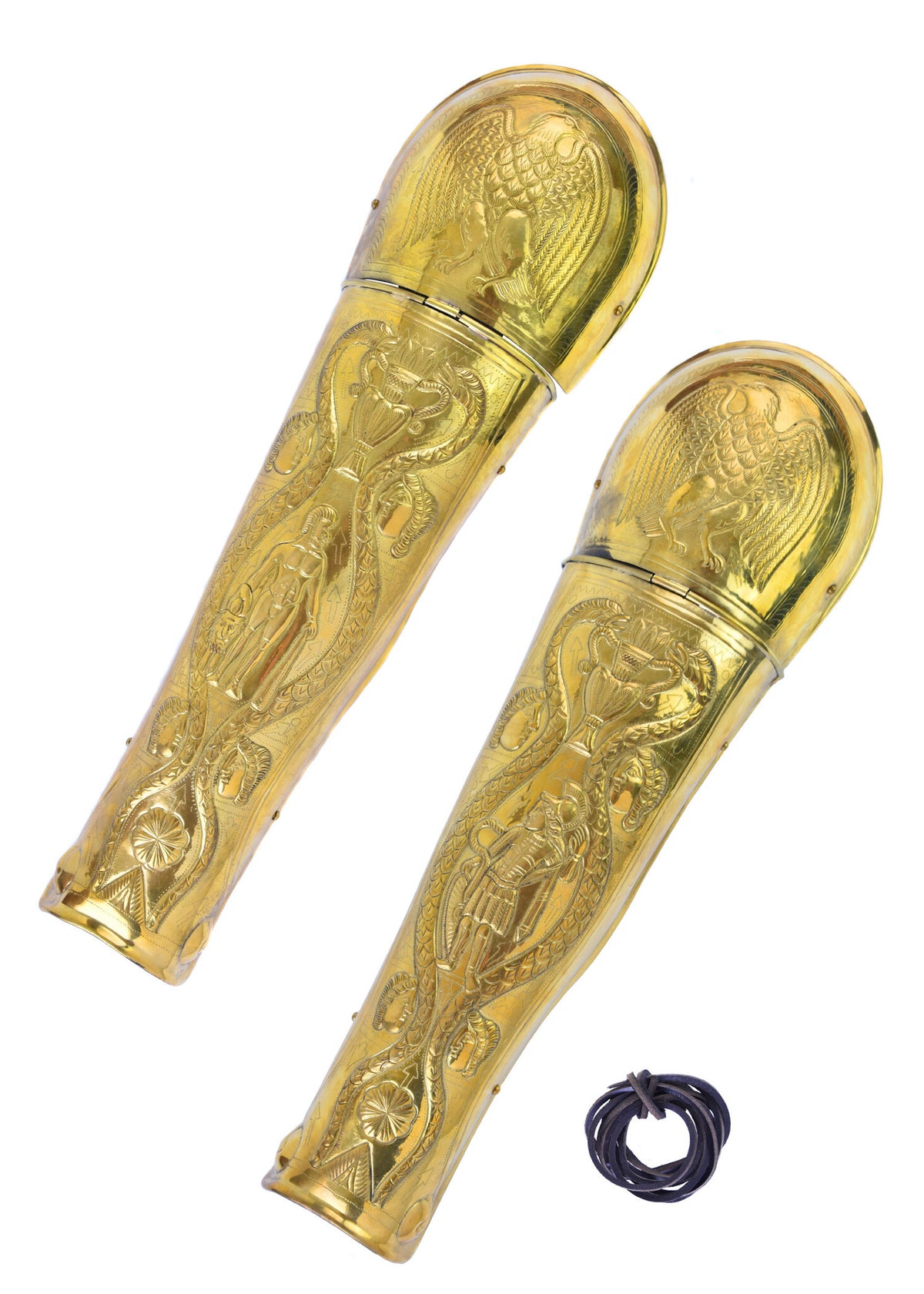 Praetorian Guard greaves, ocrae, brass, 1–1.2 mm