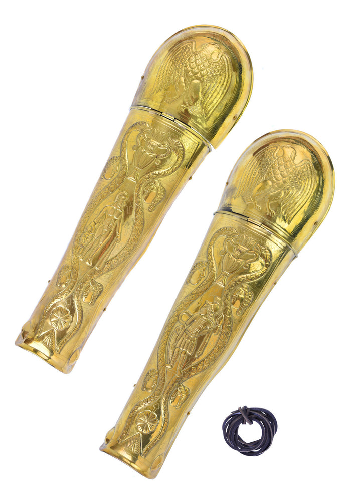 Praetorian Guard greaves, ocrae, brass, 1–1.2 mm