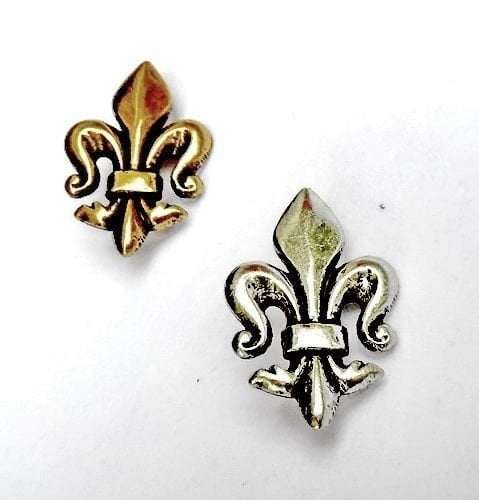 Fleur-de-lys belt fittings (set of 5 pieces), silvered bronze
