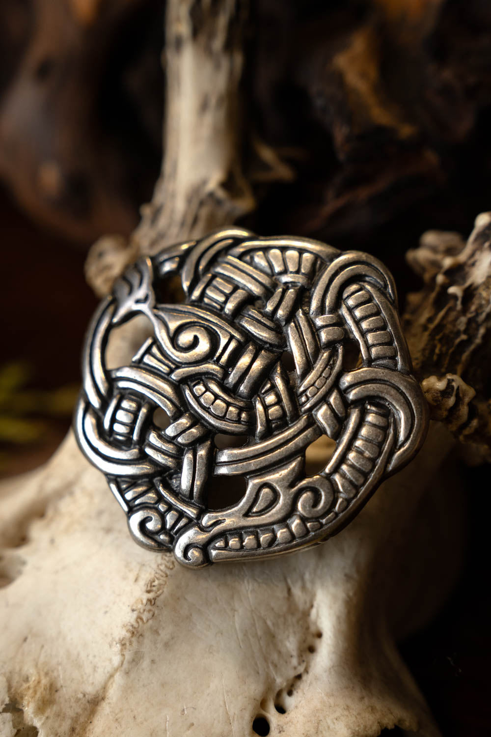 Viking fitting Midgard snake, silvered