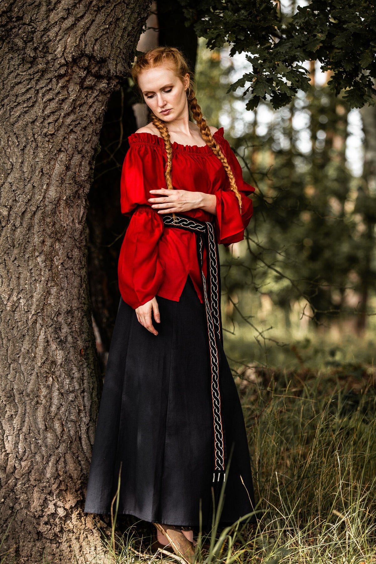 Baroque blouse, red