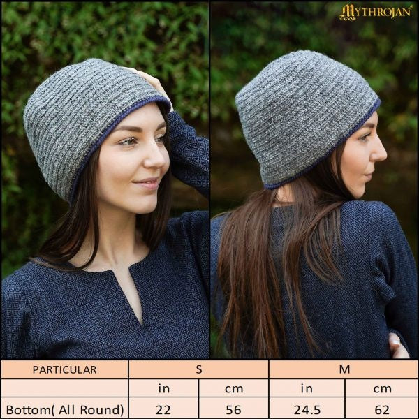 Needle-Bound Hat, 100% Wool, Grey-Blue