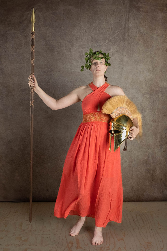 Goddess Dress Persephone, coral red