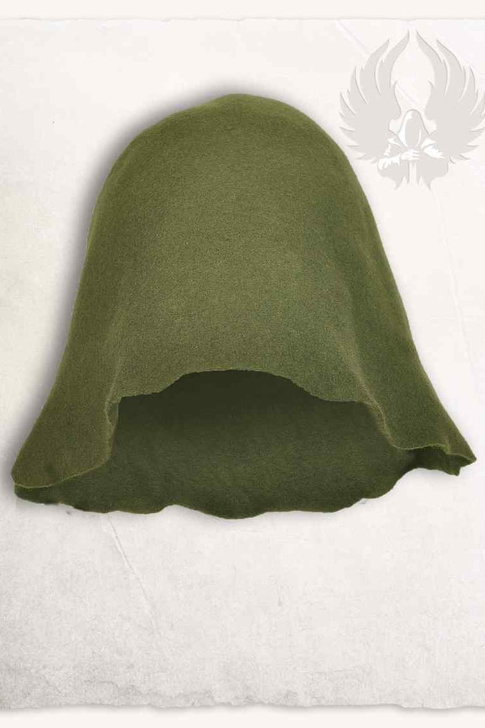 Medieval felt hat Bruno, green, wool mix