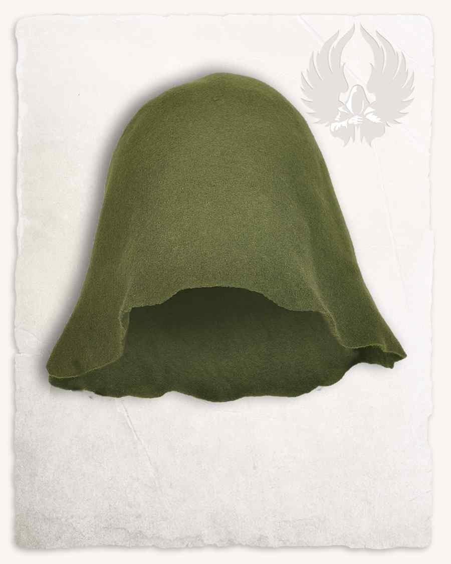 Medieval felt hat Bruno, green, wool mix