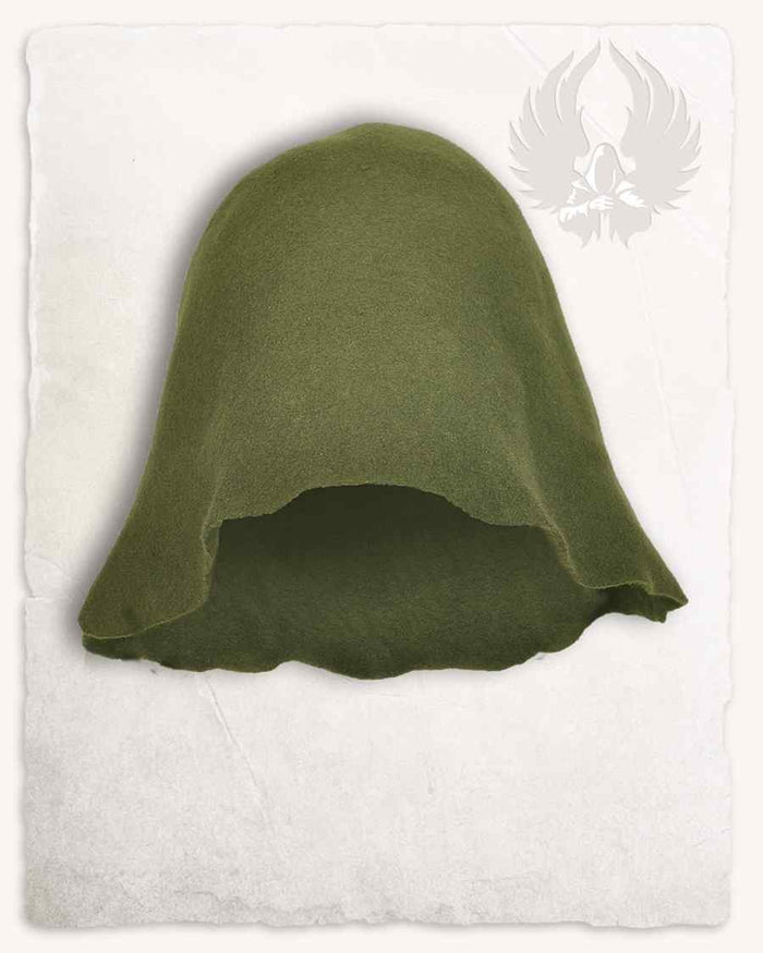 Medieval felt hat Bruno, green, wool mix