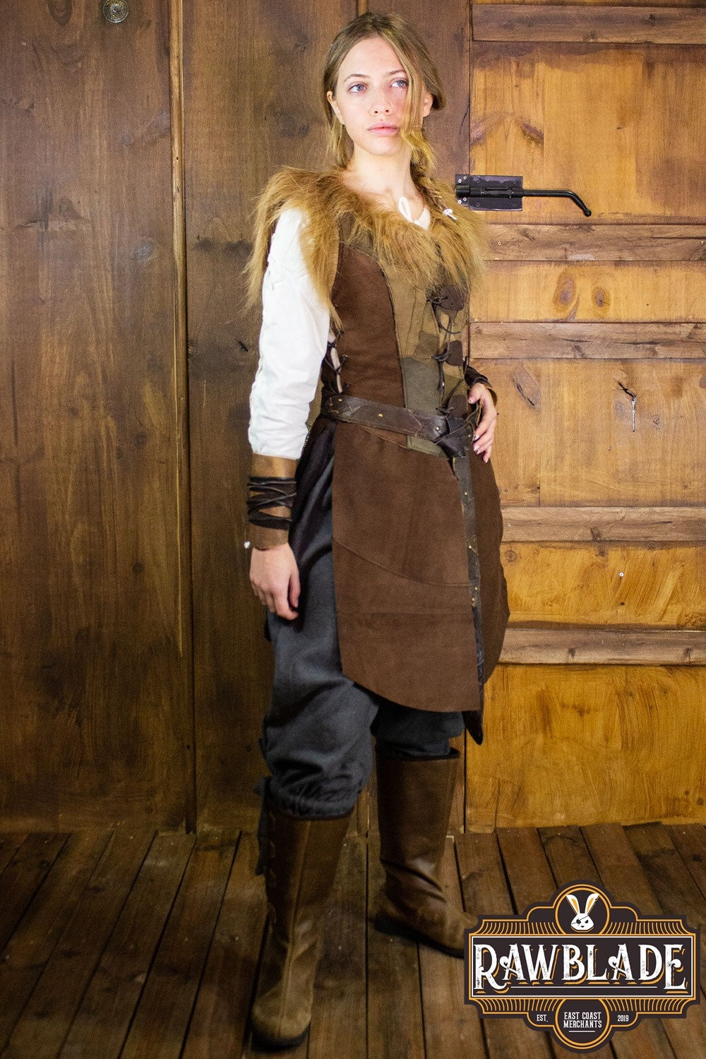 Falcon Woman Leather Jerkin, brown