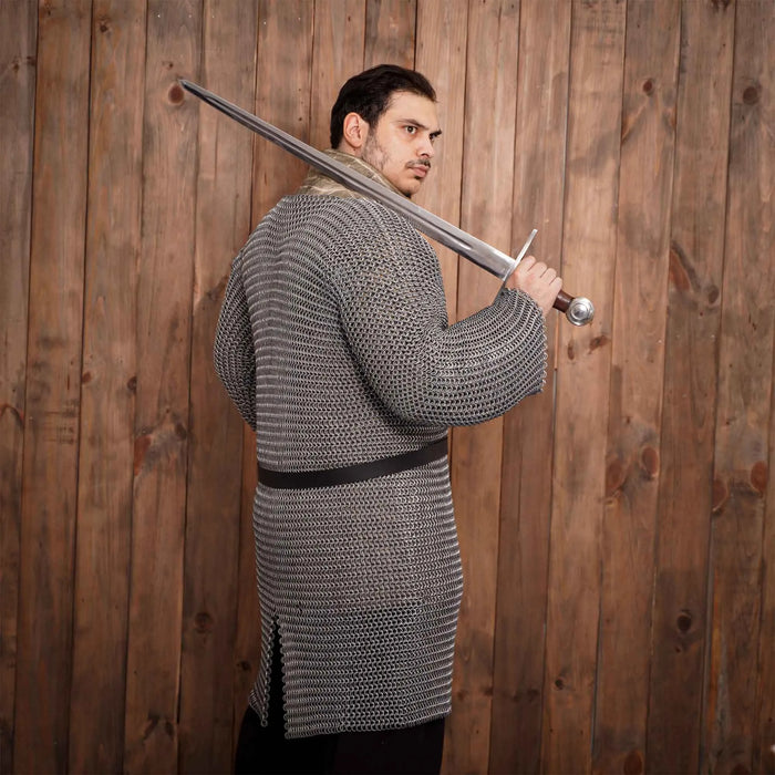 Hauberk with split, aluminium & rubber 10 mm