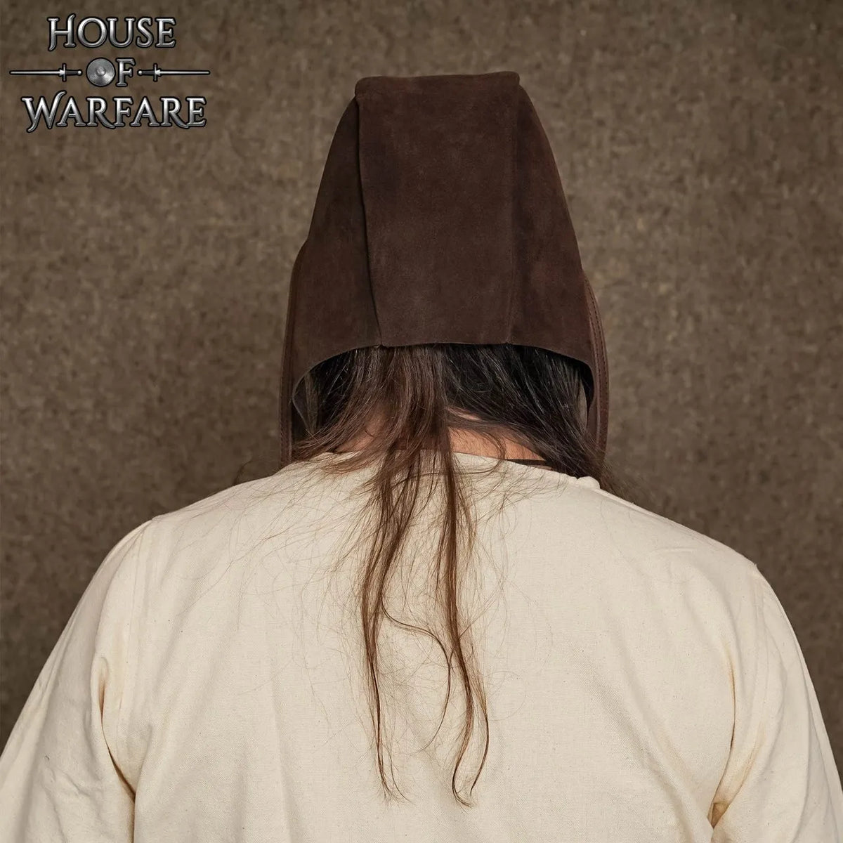 Medieval coif, leather, brown