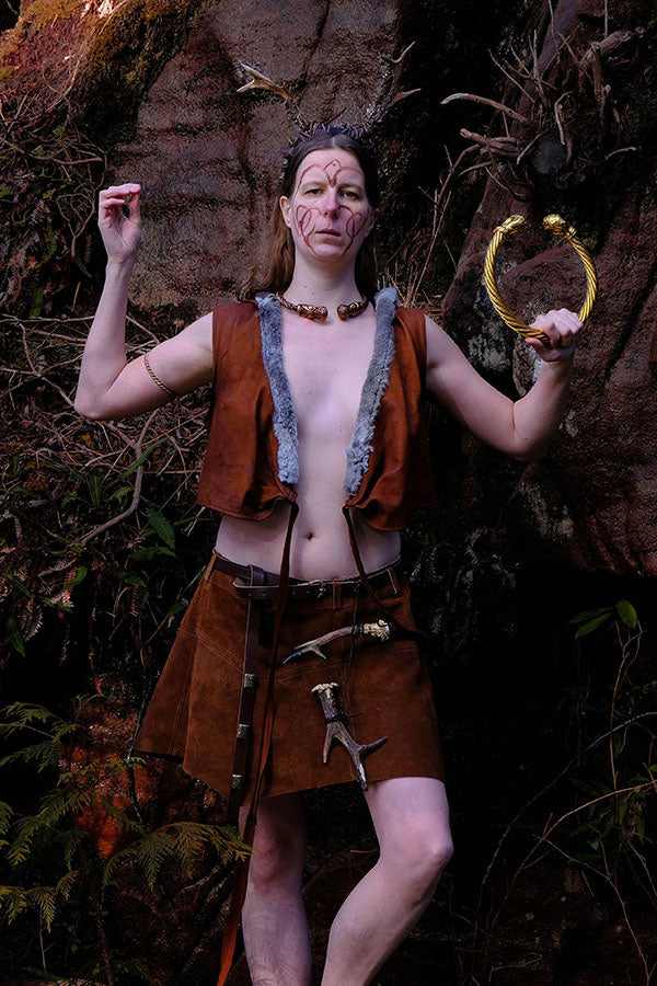 Leather skirt Nuala, brown