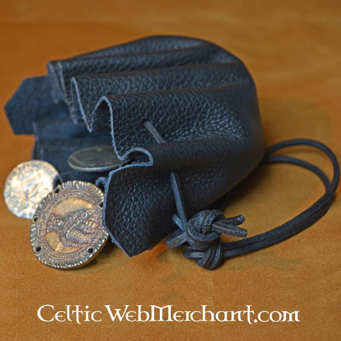 Soft leather pouch, dark brown