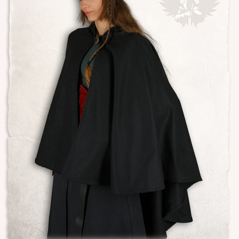 Medieval cape Kim, wool blend, black
