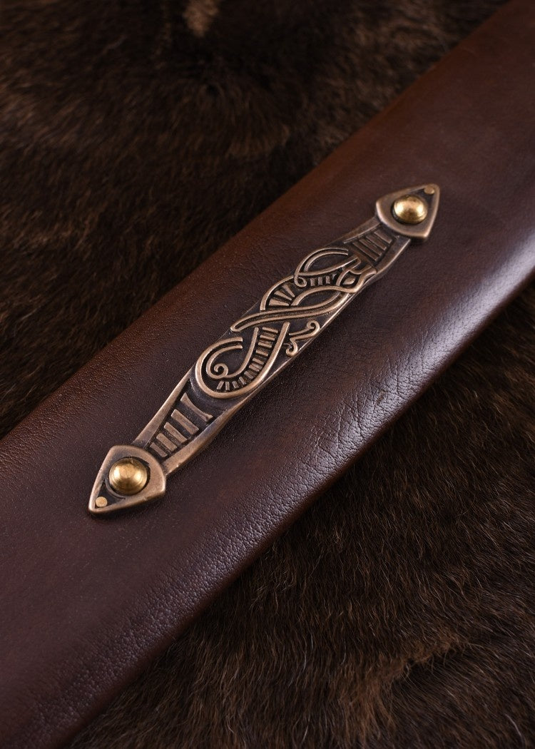 Viking sword island Eigg damascus steel, leather grip, semi-sharp