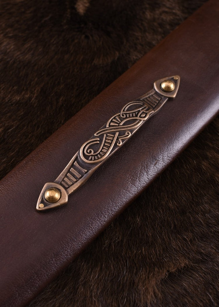Viking sword island Eigg damascus steel, leather grip, semi-sharp