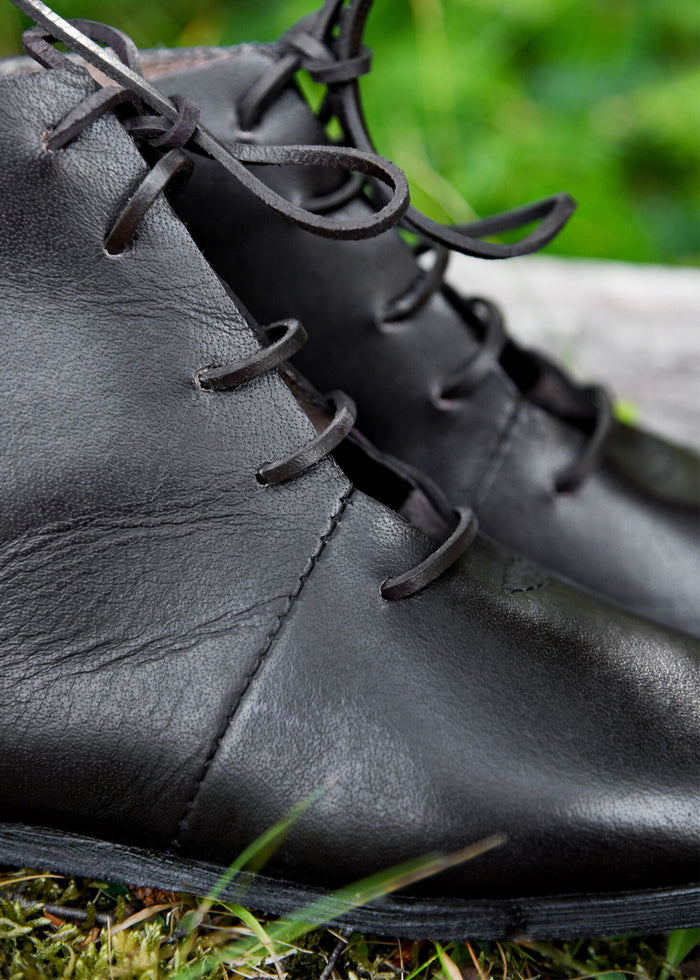 Ankle boots with hobnails, medieval, brown