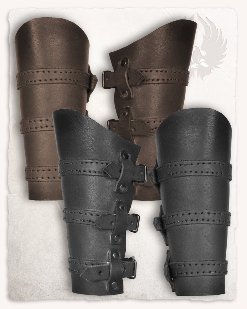 Bracciali in pelle Simon, protezioni per avambraccio, marroni