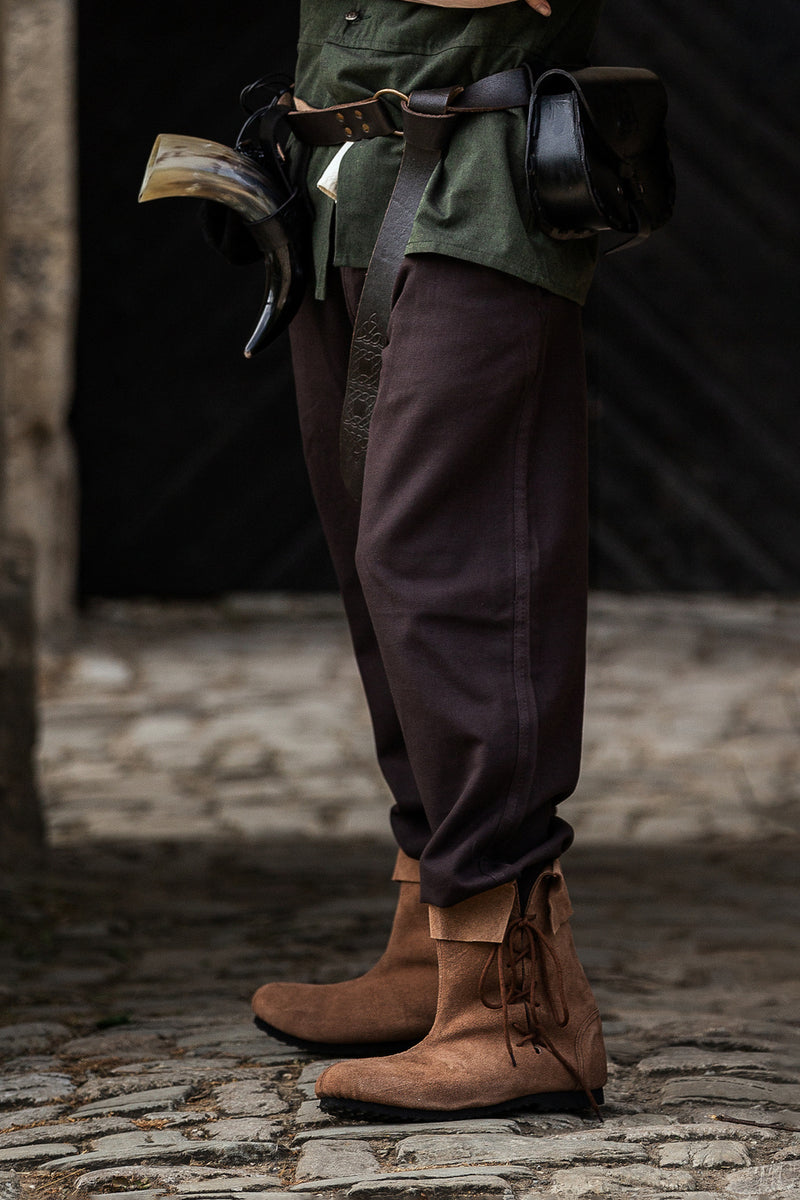 Spodnie z guzikami, brązowe