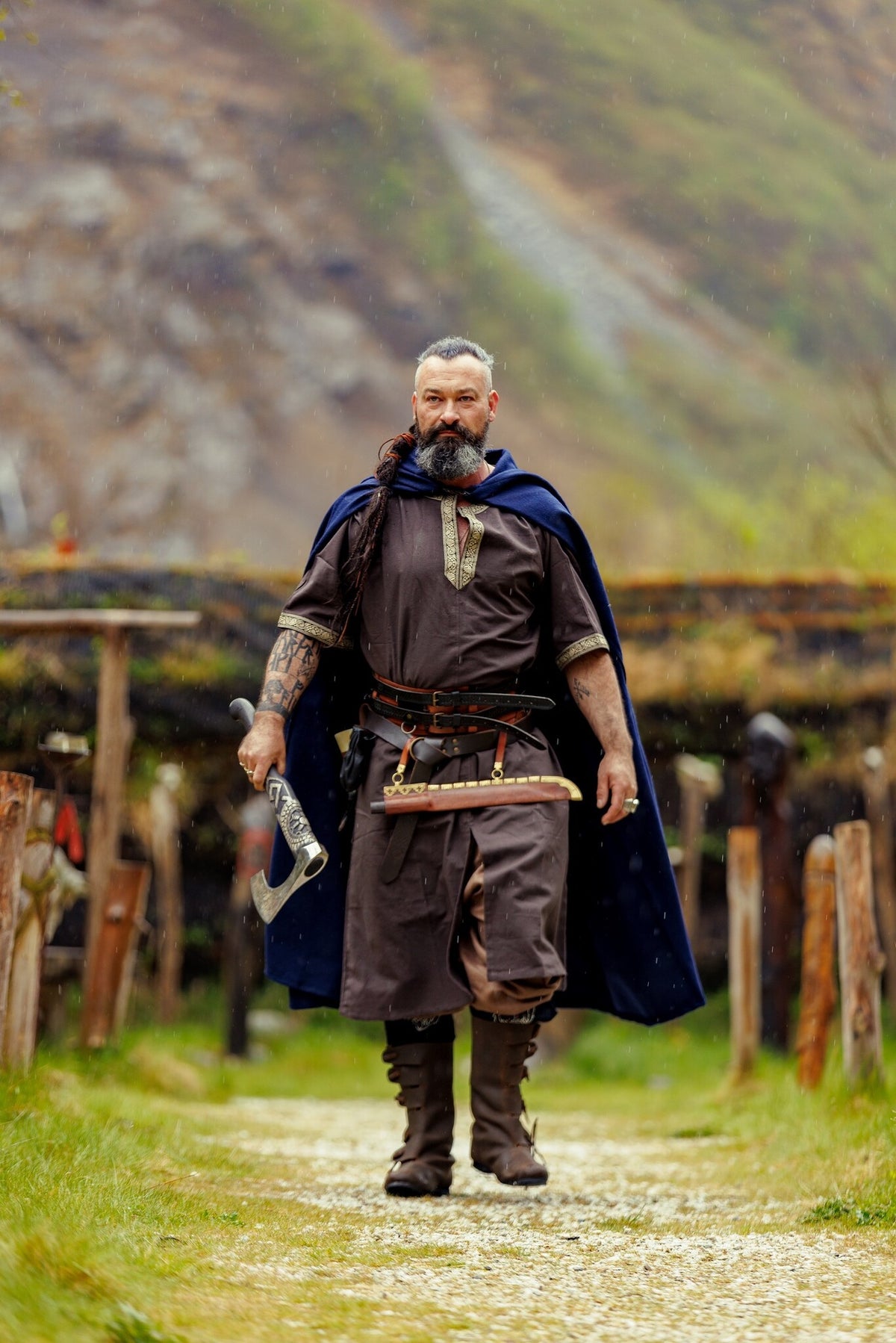 Celtic tunic, short sleeves, dark brown