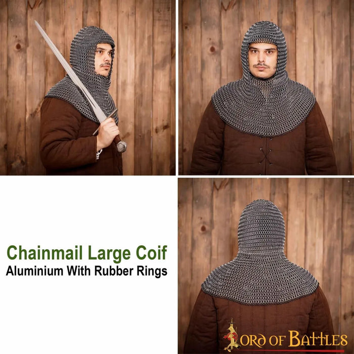 Chainmail coif, aluminium & rubber, 10 mm