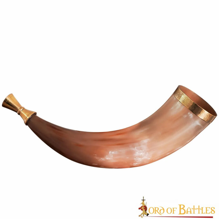 Viking signal horn with brass mouthpiece