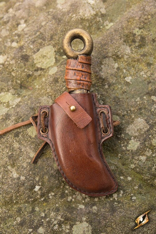 LARP skinner knife with holder, brown