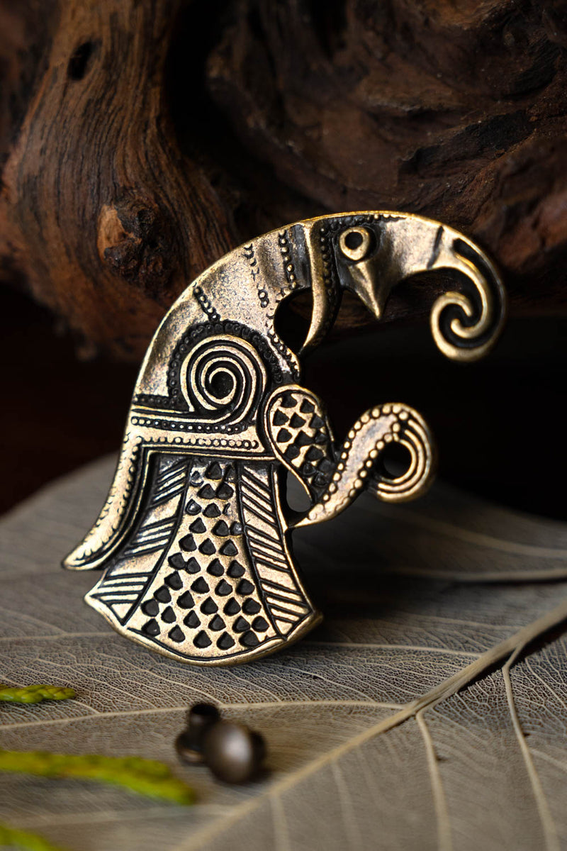 Broche de corbeau germanique Gotland, gauche, bronze