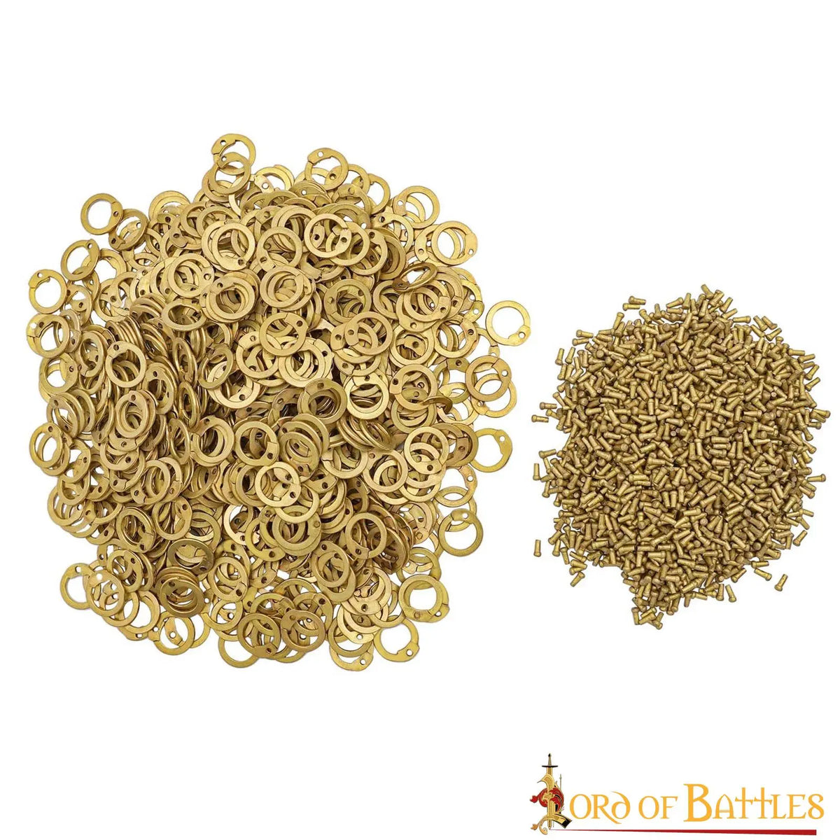 1 kg brass chainmail rings, flat rings, round rivets, 9 mm
