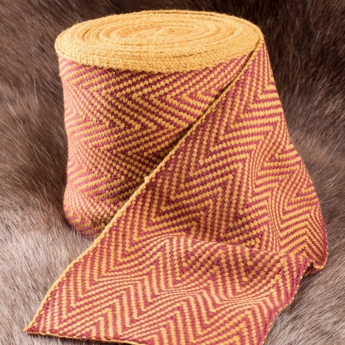 Herringbone motif fabric yellow-red, 10 cm wide, per 7 metre