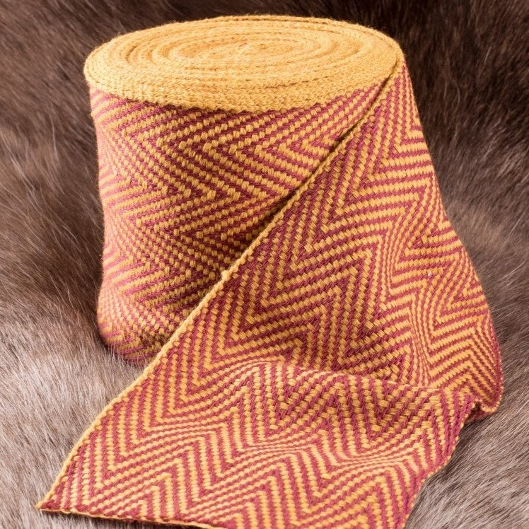 Herringbone motif fabric yellow-red, 10 cm wide, per 7 metre