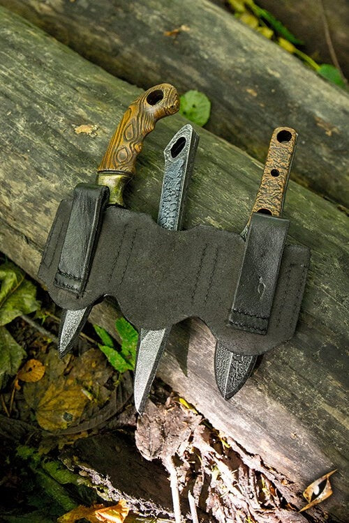 Holder til LARP kasteknive, sort, inkl. 3 knive