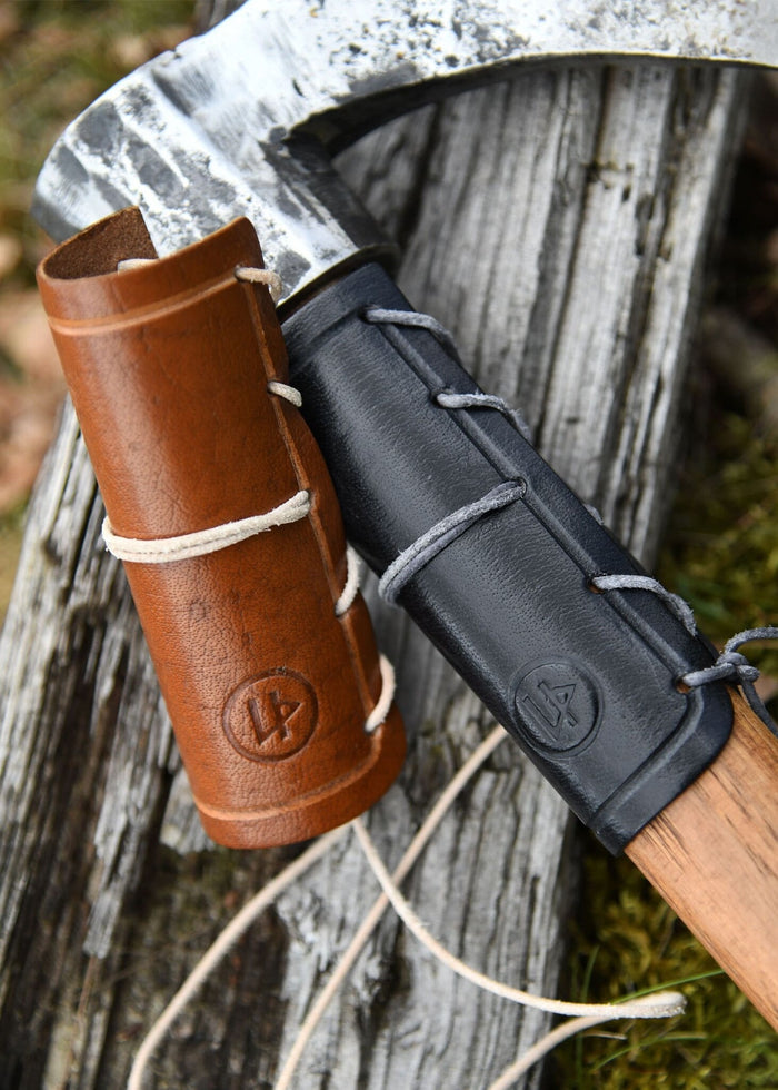 Leather axe guard, black
