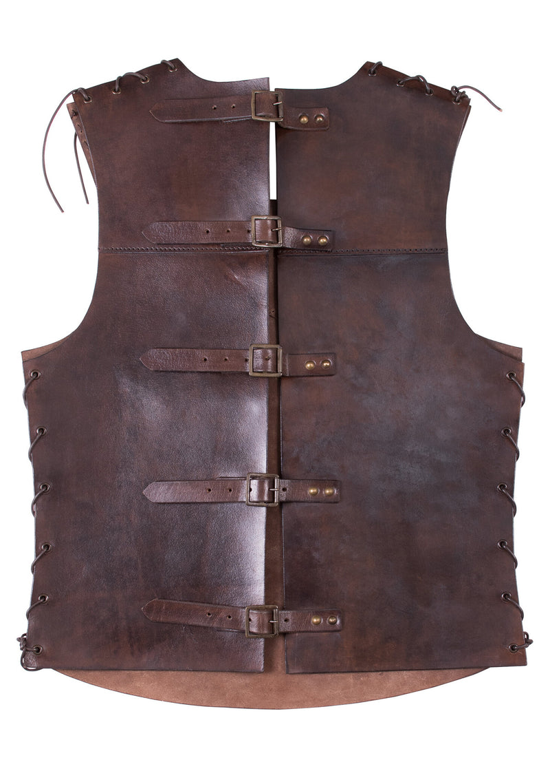 Læderbrystpanser med kors, brun