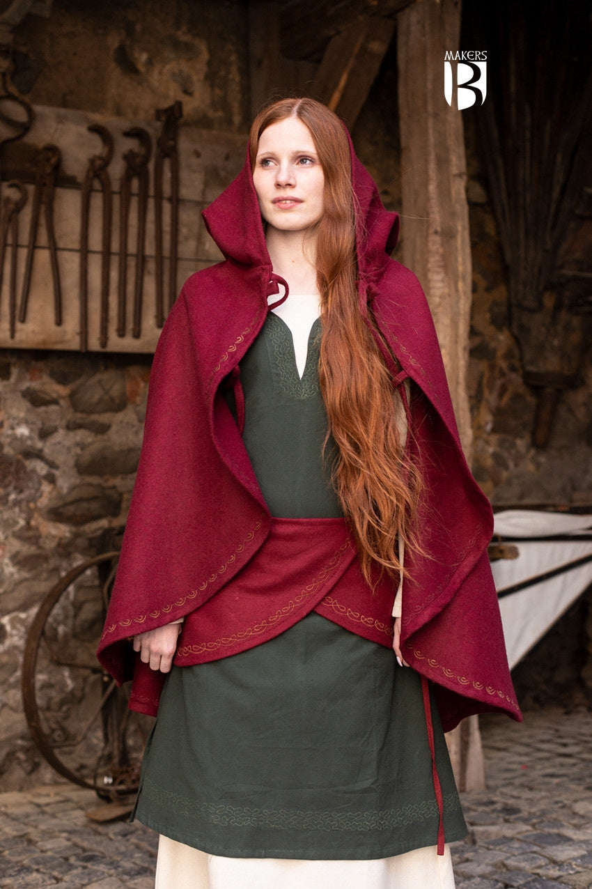 Affra cape, wool blend, red