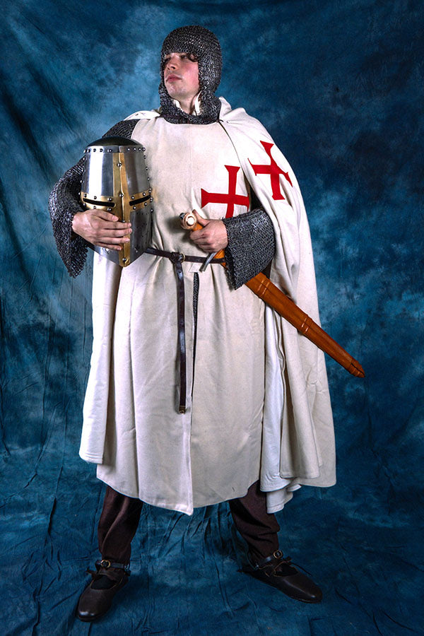 Historical Templar cloak, wool mix, cream