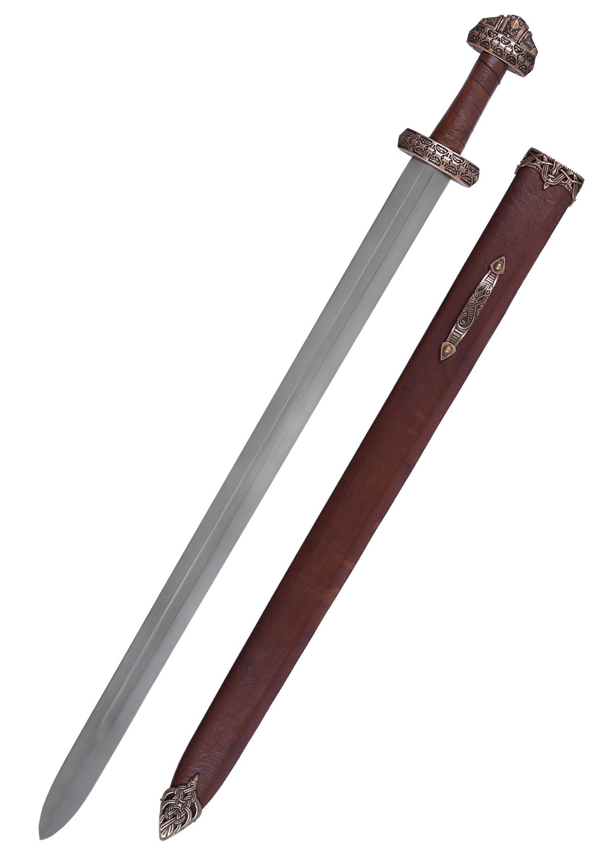 Viking sword island Eigg, leather grip, tempered, semi-sharp