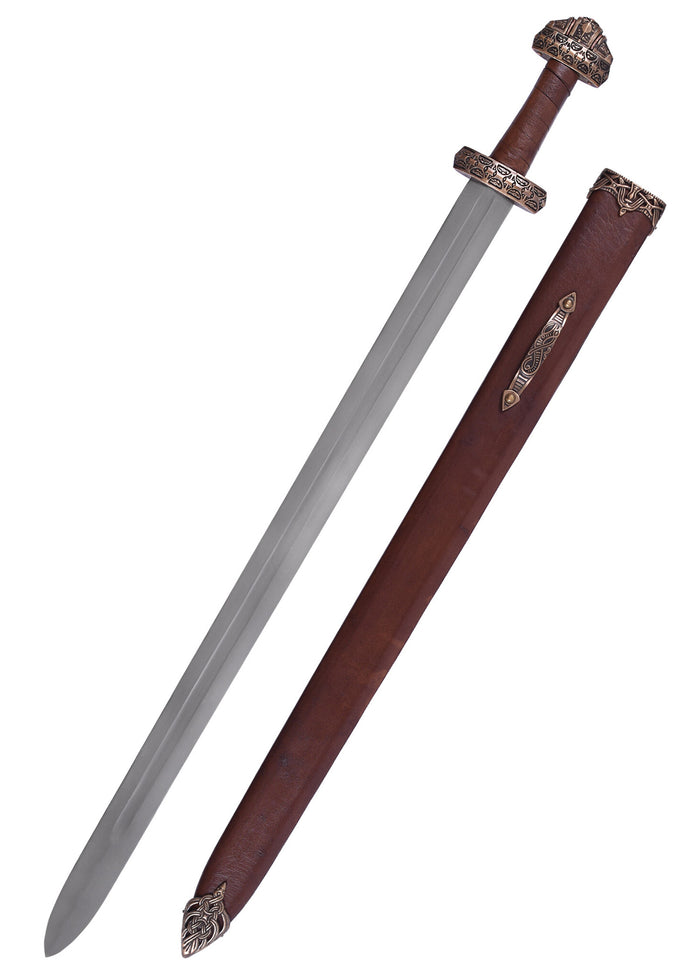 Viking sword island Eigg, leather grip, tempered, semi-sharp