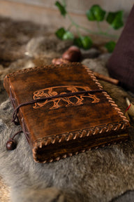 Leather journal Celtic boar
