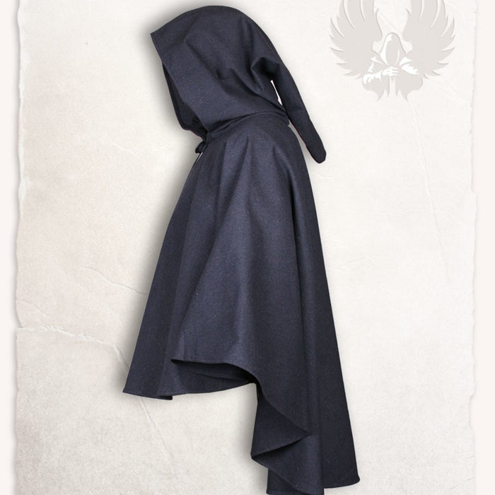 Medieval cape Kim, wool blend, black
