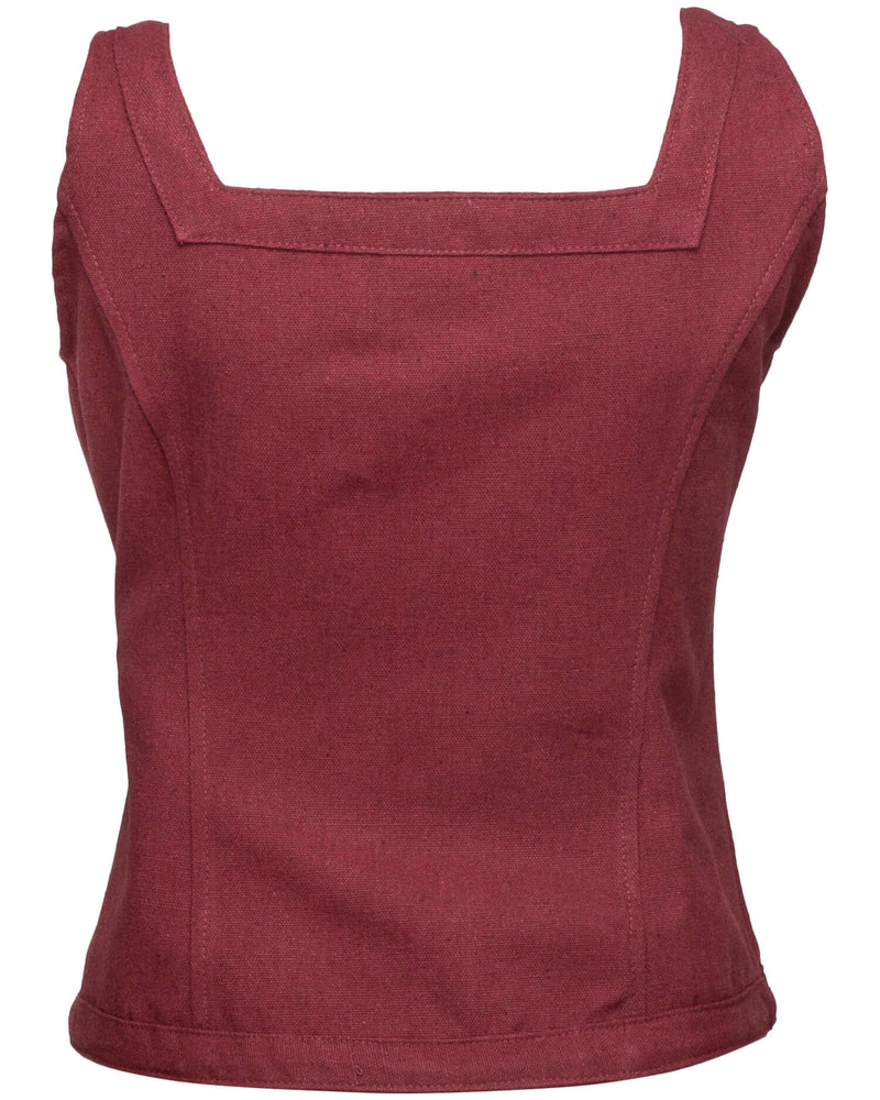 Corsage médiéval Ursula, coton, bordeaux rouge