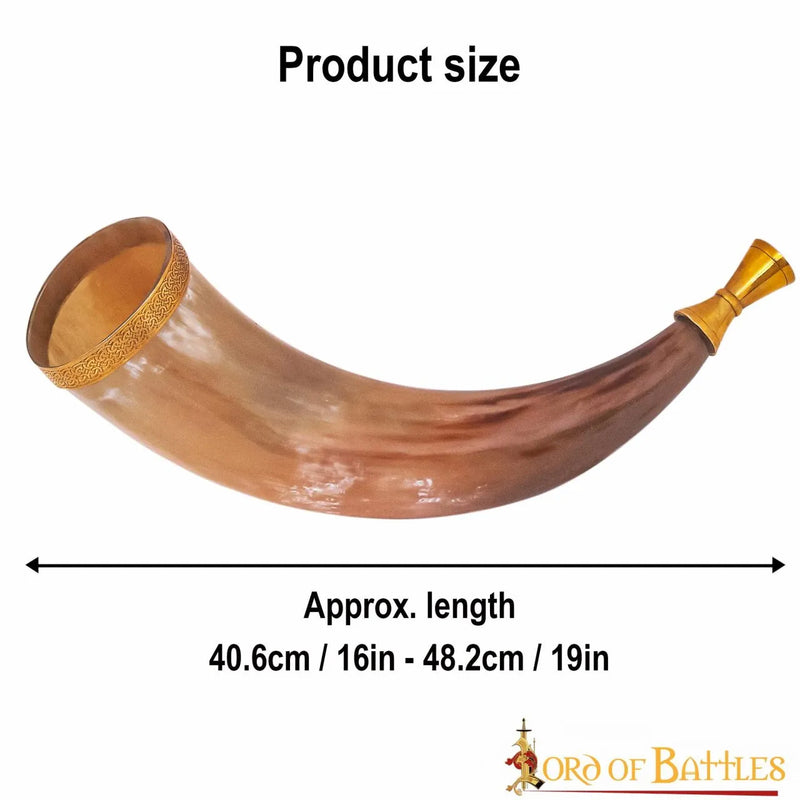 Wikiński róg sygnałowy z mosiężnym ustnikiem