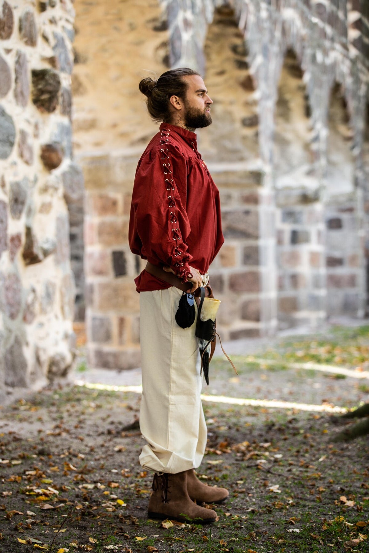 Pirate shirt with laces, red