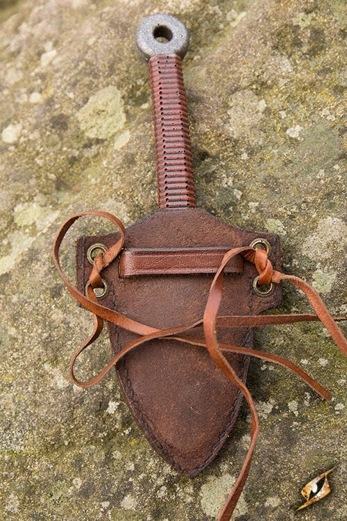 LARP kunai knife with holder, brown